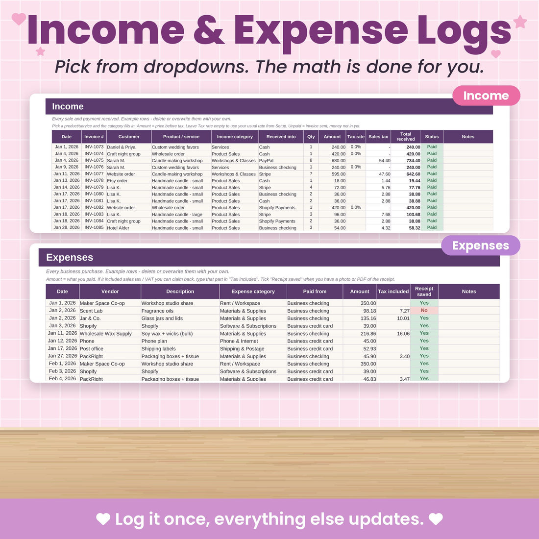 Track income and expenses in seconds