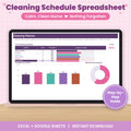 Cleaning and Home Maintenance Spreadsheet for Excel & Google Sheets