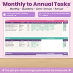 Cleaning and Home Maintenance Spreadsheet for Excel & Google Sheets