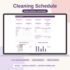 Cleaning and Home Maintenance Spreadsheet for Excel & Google Sheets