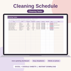 Cleaning and Home Maintenance Spreadsheet for Excel & Google Sheets