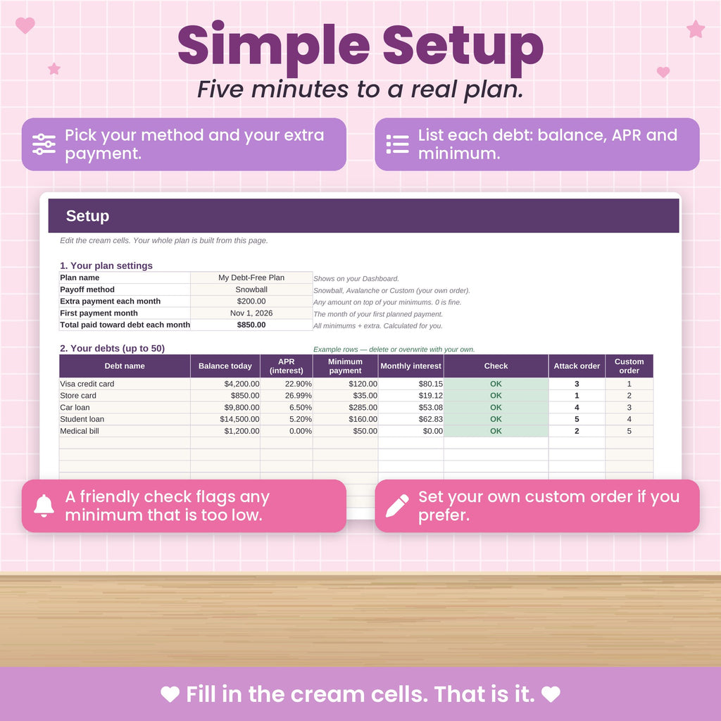 Debt Snowball Spreadsheet for Excel & Google Sheets