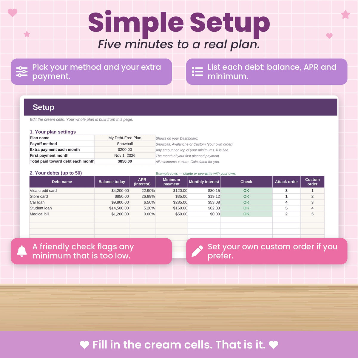 Debt Snowball Spreadsheet for Excel & Google Sheets