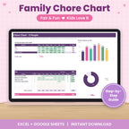 Family Chore Chart Spreadsheet for Excel & Google Sheets
