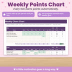 Family Chore Chart Spreadsheet for Excel & Google Sheets