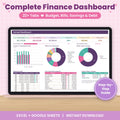 Complete Finance Dashboard and Annual Budget System for Excel & Google Sheets