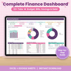 Complete Finance Dashboard and Annual Budget System for Excel & Google Sheets