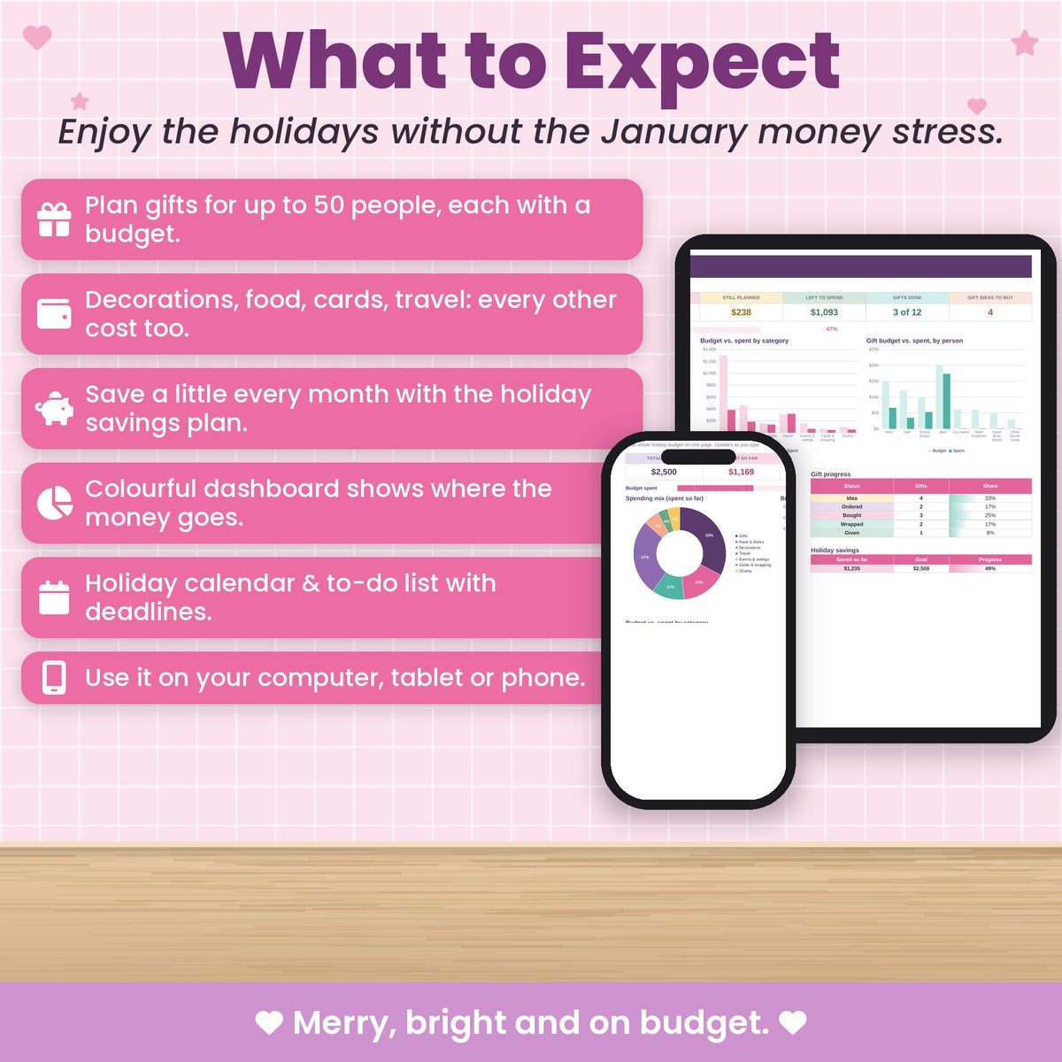 Holiday Budget Spreadsheet for Excel & Google Sheets