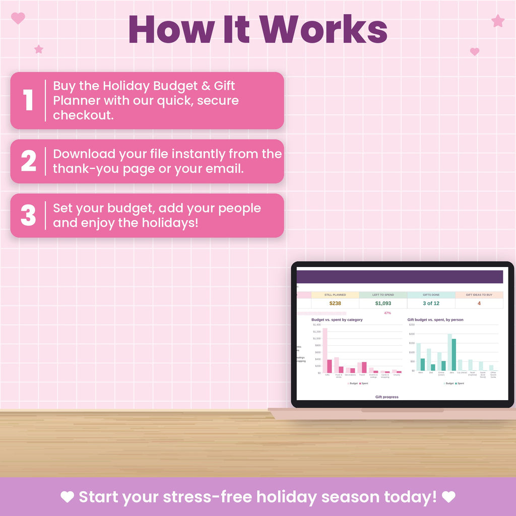 Holiday Budget Spreadsheet for Excel & Google Sheets