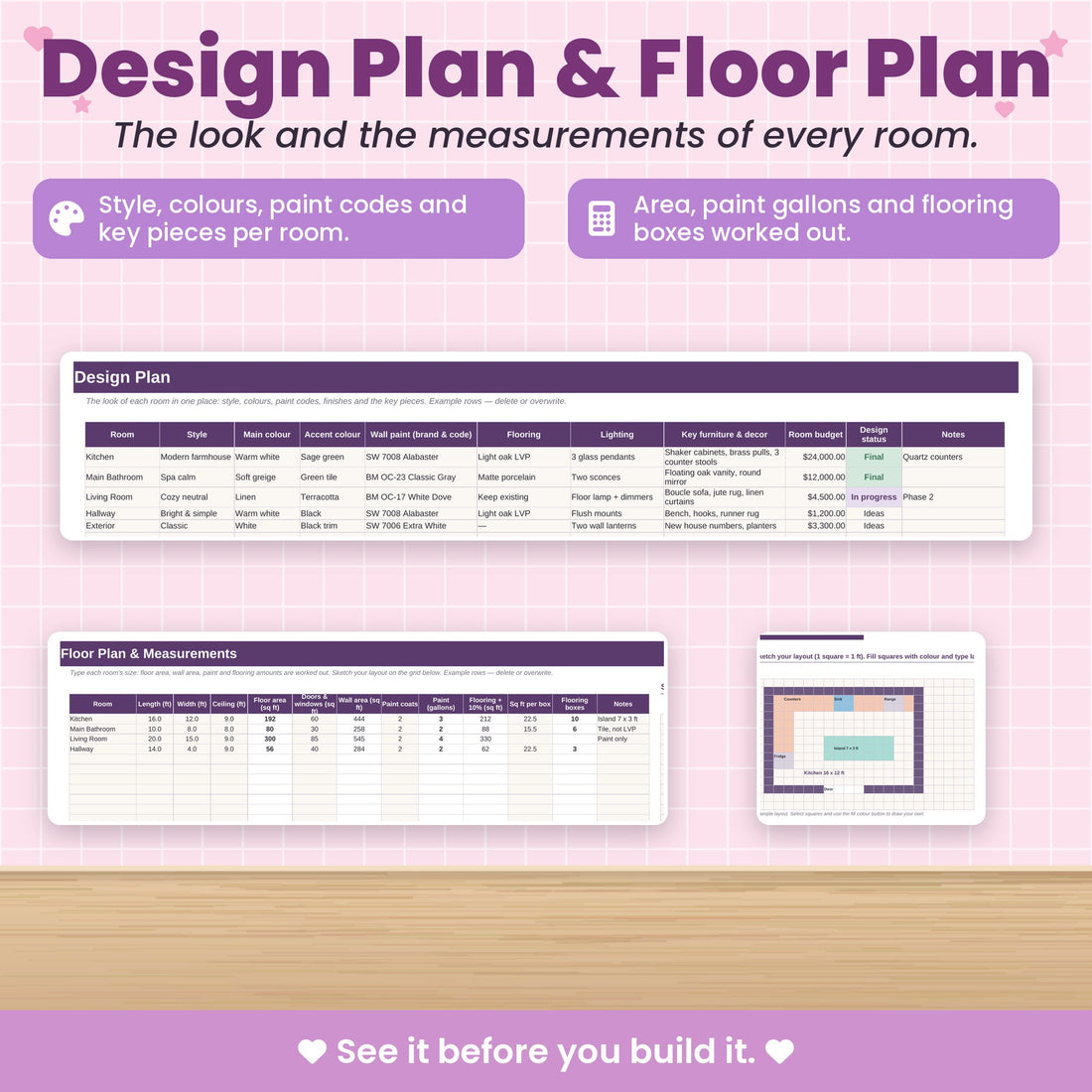Design plan and floor plan in one place