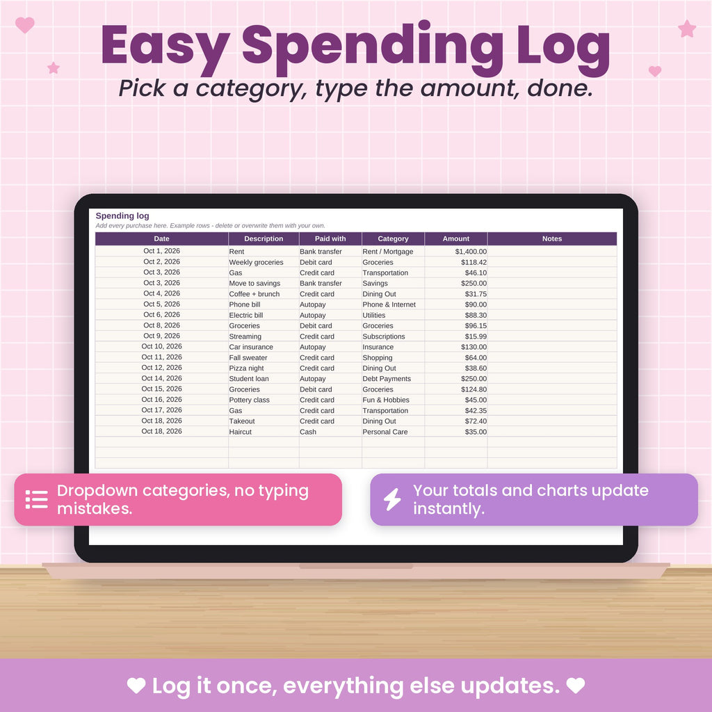 Monthly Budget Spreadsheet for Excel & Google Sheets