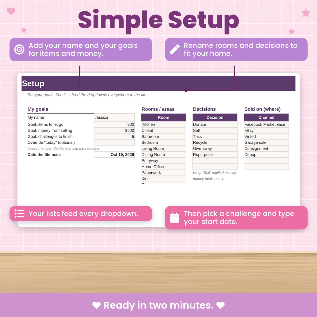 Organizing Challenge Spreadsheet for Excel & Google Sheets