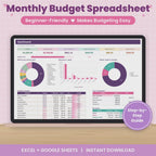 Monthly Budget Spreadsheet for Excel & Google Sheets