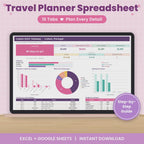 Travel and Vacation Planning Spreadsheet for Excel & Google Sheets