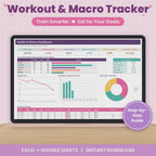 Workout & Macro Tracker Spreadsheet for Excel & Google Sheets