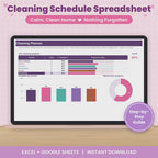 Cleaning and Home Maintenance Spreadsheet for Excel & Google Sheets