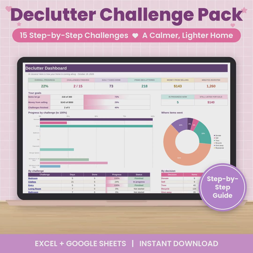 Organizing Challenge Spreadsheet for Excel & Google Sheets