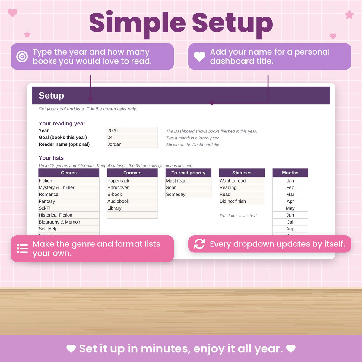 Reading Tracker Spreadsheet for Excel & Google Sheets