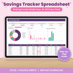 Savings Tracker / Sinking Funds Spreadsheet for Excel & Google Sheets