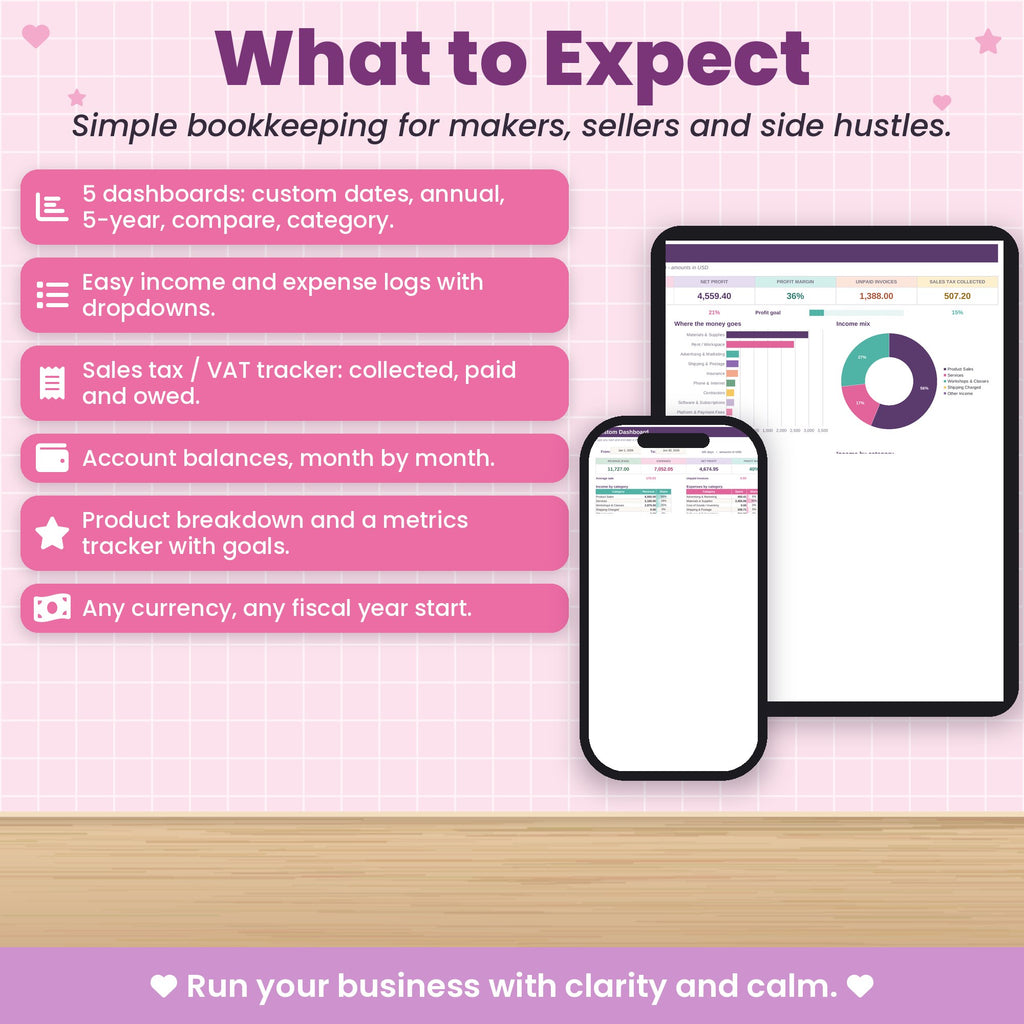Small Business Bookkeeping Spreadsheet for Excel & Google Sheets