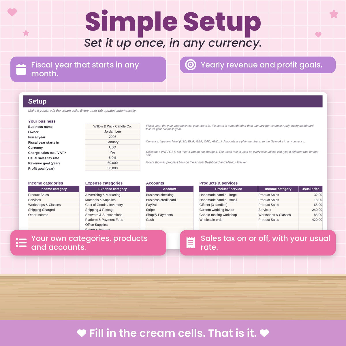 Small Business Bookkeeping Spreadsheet for Excel & Google Sheets