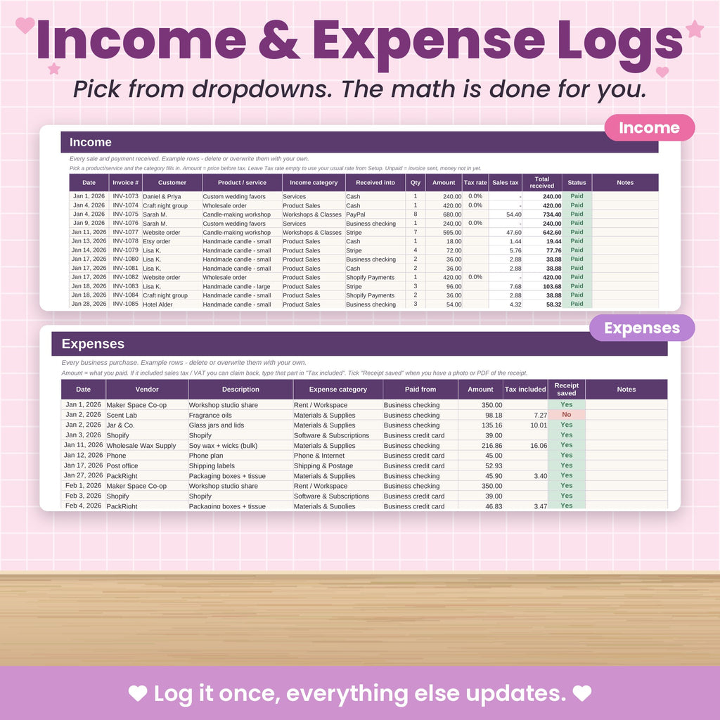 Small Business Bookkeeping Spreadsheet for Excel & Google Sheets