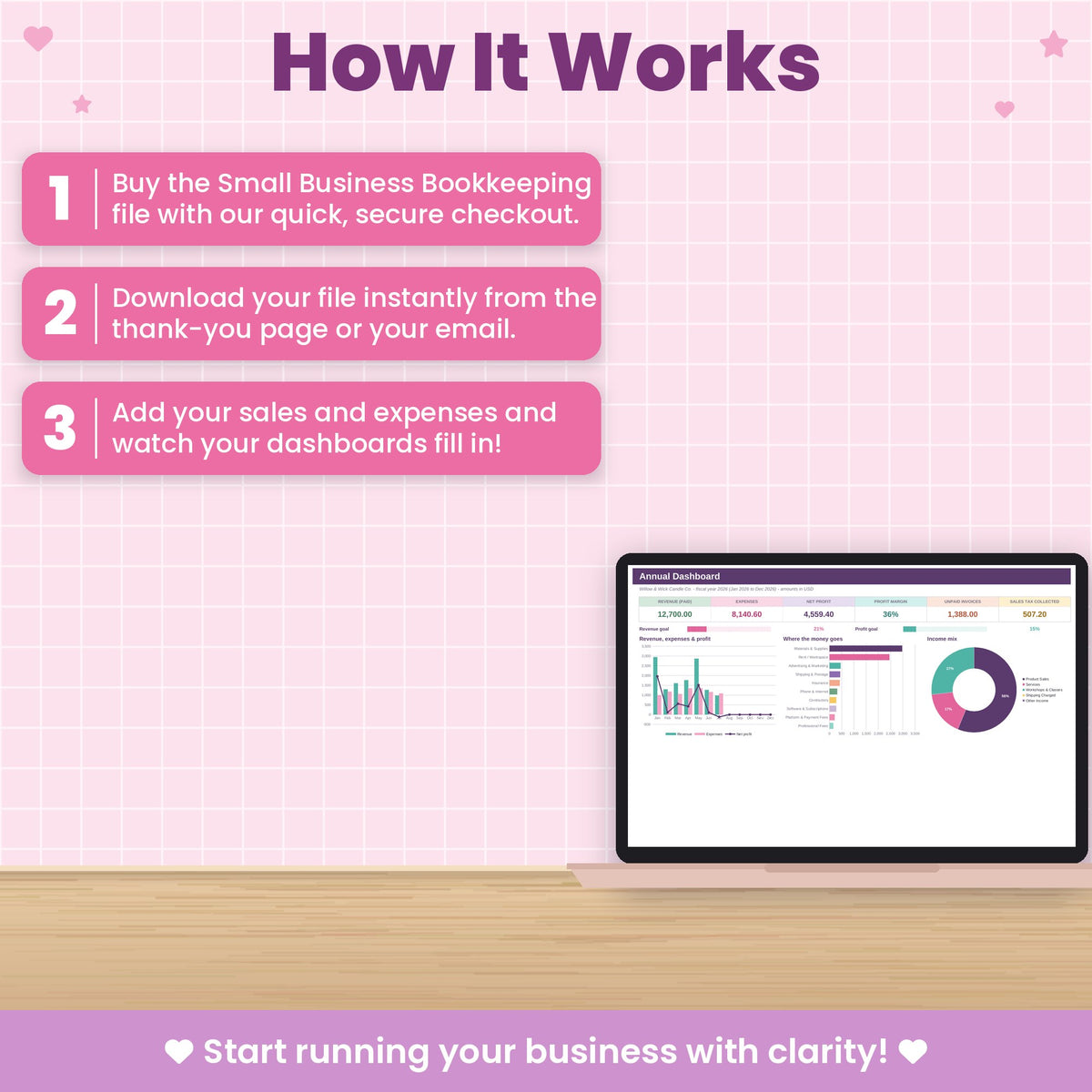 Small Business Bookkeeping Spreadsheet for Excel & Google Sheets