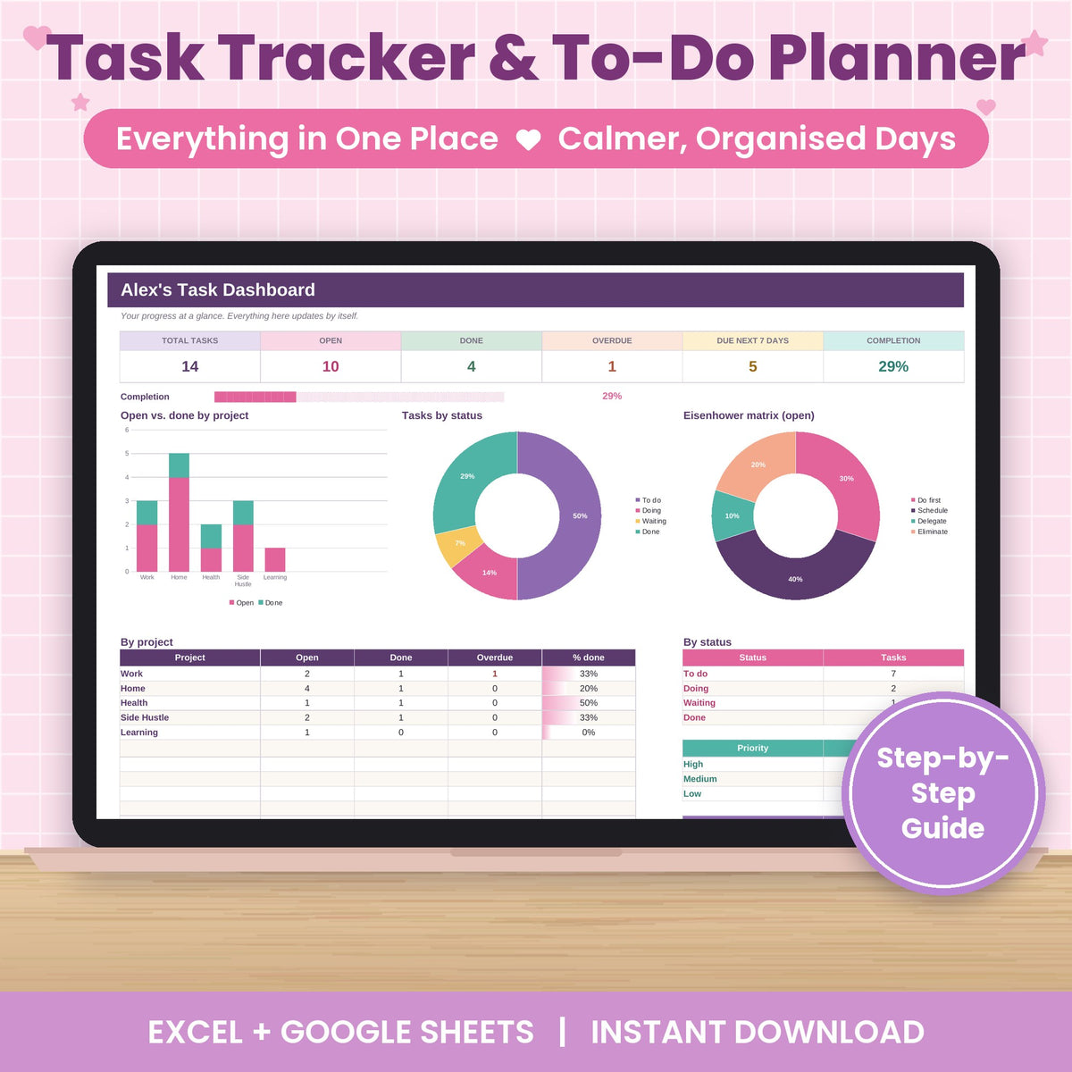 Task Tracker and To-Do List Spreadsheet for Excel & Google Sheets