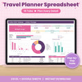 Travel and Vacation Planning Spreadsheet for Excel & Google Sheets