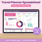 Travel and Vacation Planning Spreadsheet for Excel & Google Sheets