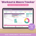 Workout & Macro Tracker Spreadsheet for Excel & Google Sheets