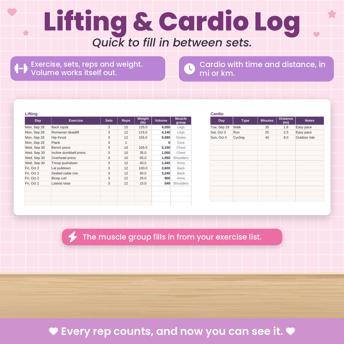 Workout & Macro Tracker Spreadsheet for Excel & Google Sheets
