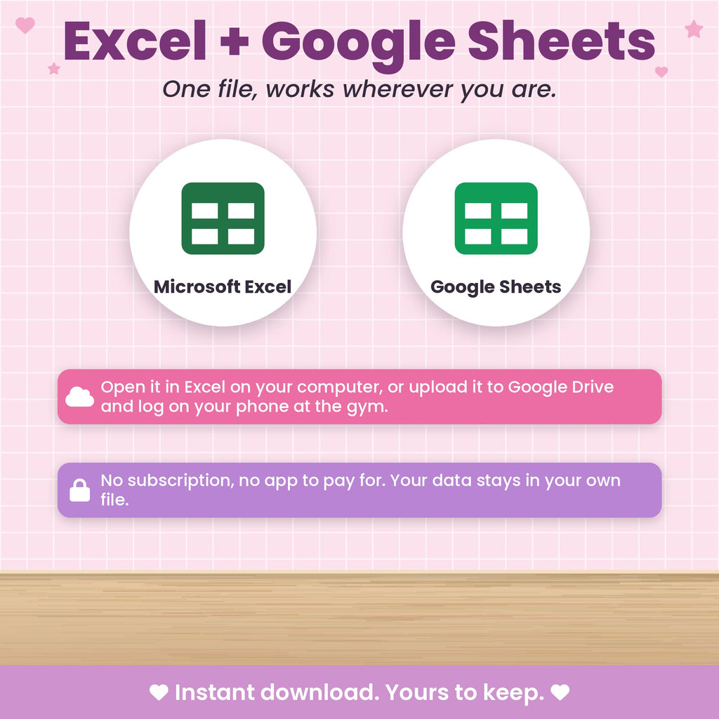 Workout & Macro Tracker Spreadsheet for Excel & Google Sheets