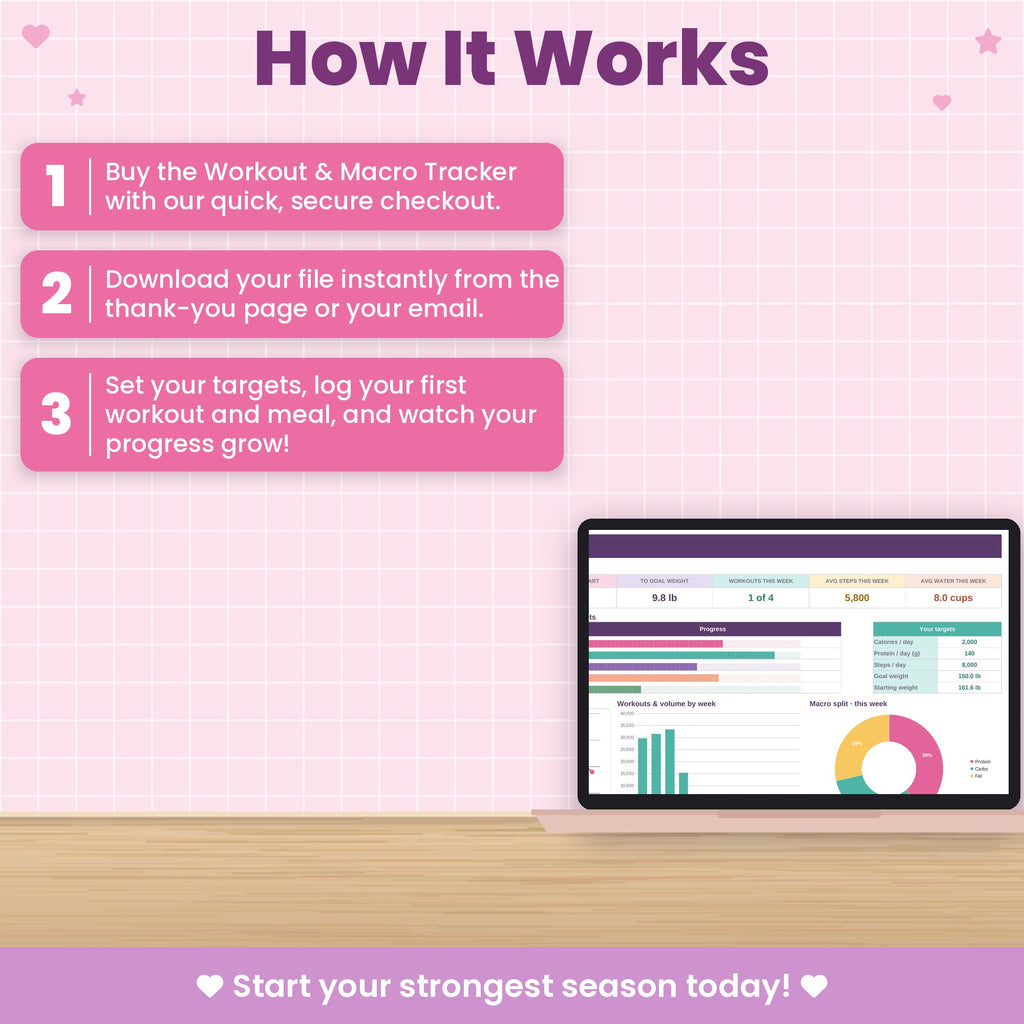 Workout & Macro Tracker Spreadsheet for Excel & Google Sheets